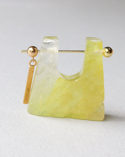 Rock Pierced Earring - Yellow Quartz -