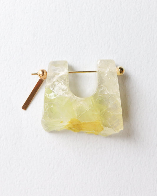 Rock Pierced Earring - Yellow Quartz -