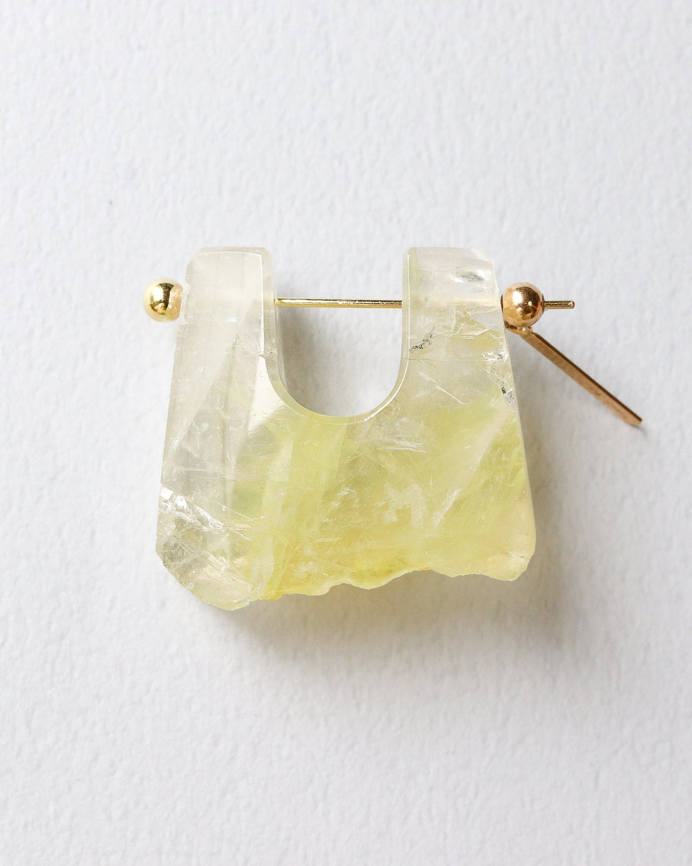 Rock Pierced Earring - Yellow Quartz -