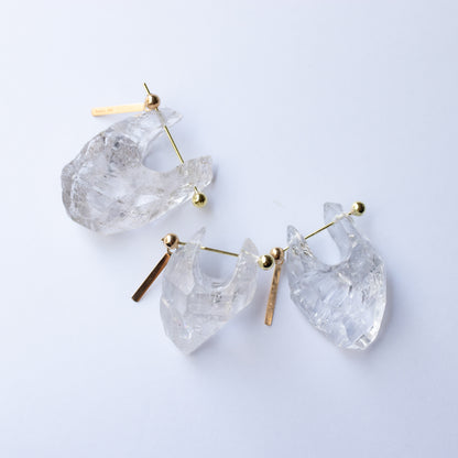 Rock Pierced Earring - Diamond Quartz -