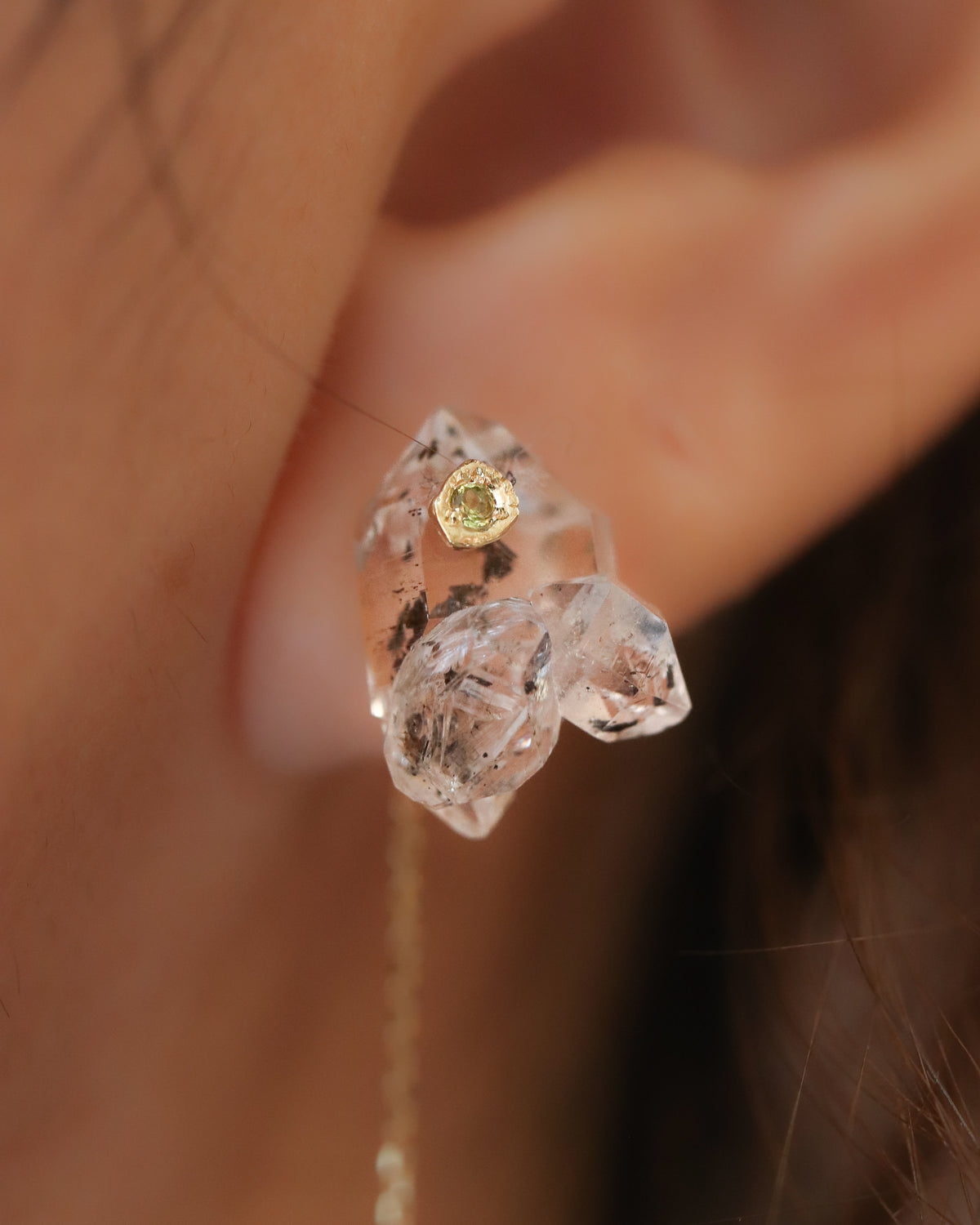 Flat Pierced Earring  - Diamond Quartz -