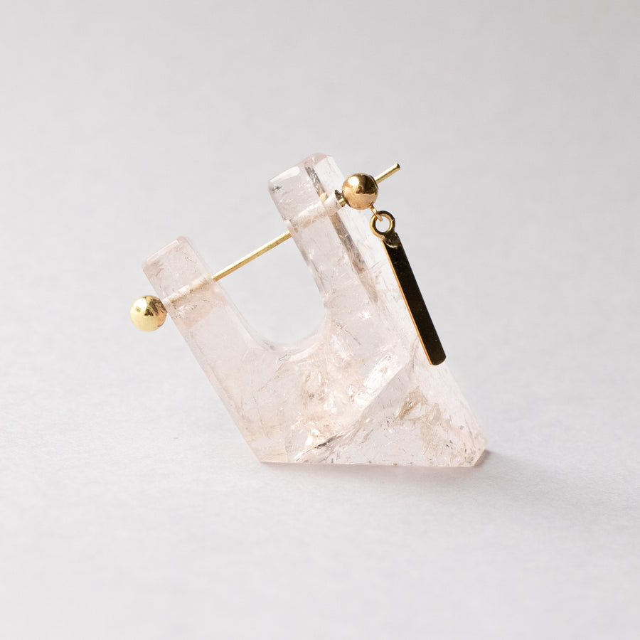 Rock Pierced Earring - Quartz -