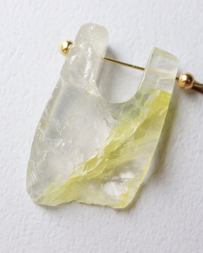 Rock Pierced Earring - Yellow Quartz -