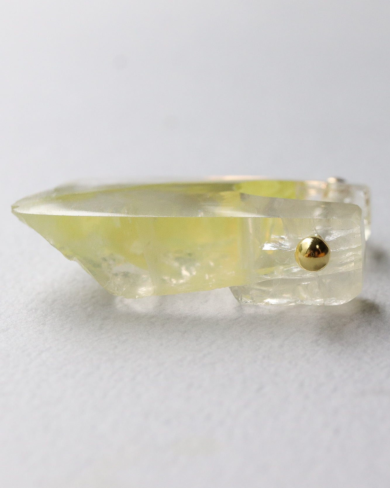 Rock Pierced Earring - Yellow Quartz -