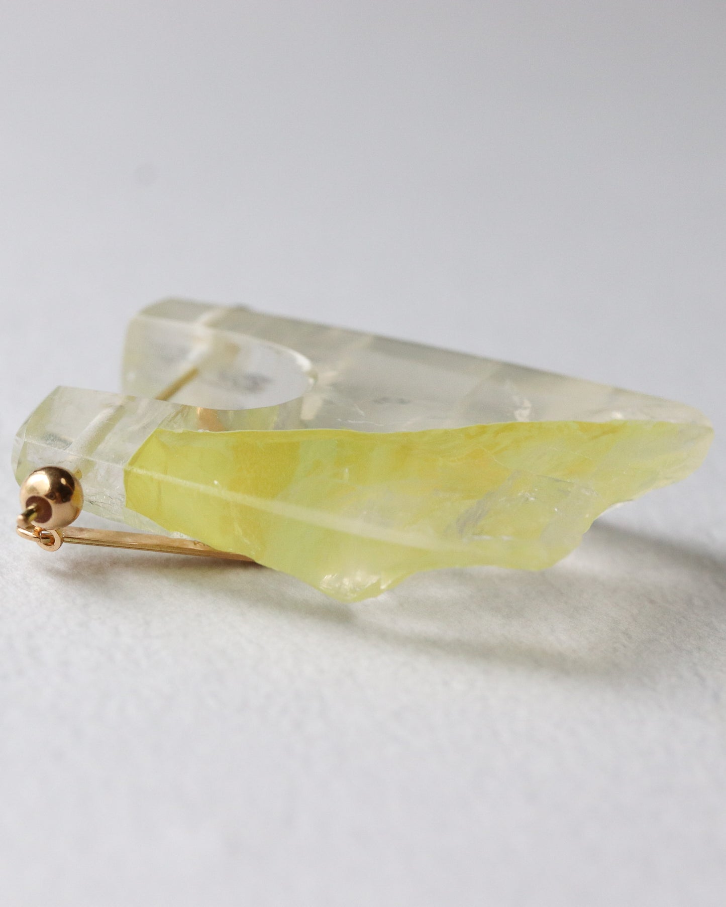 Rock Pierced Earring - Yellow Quartz -