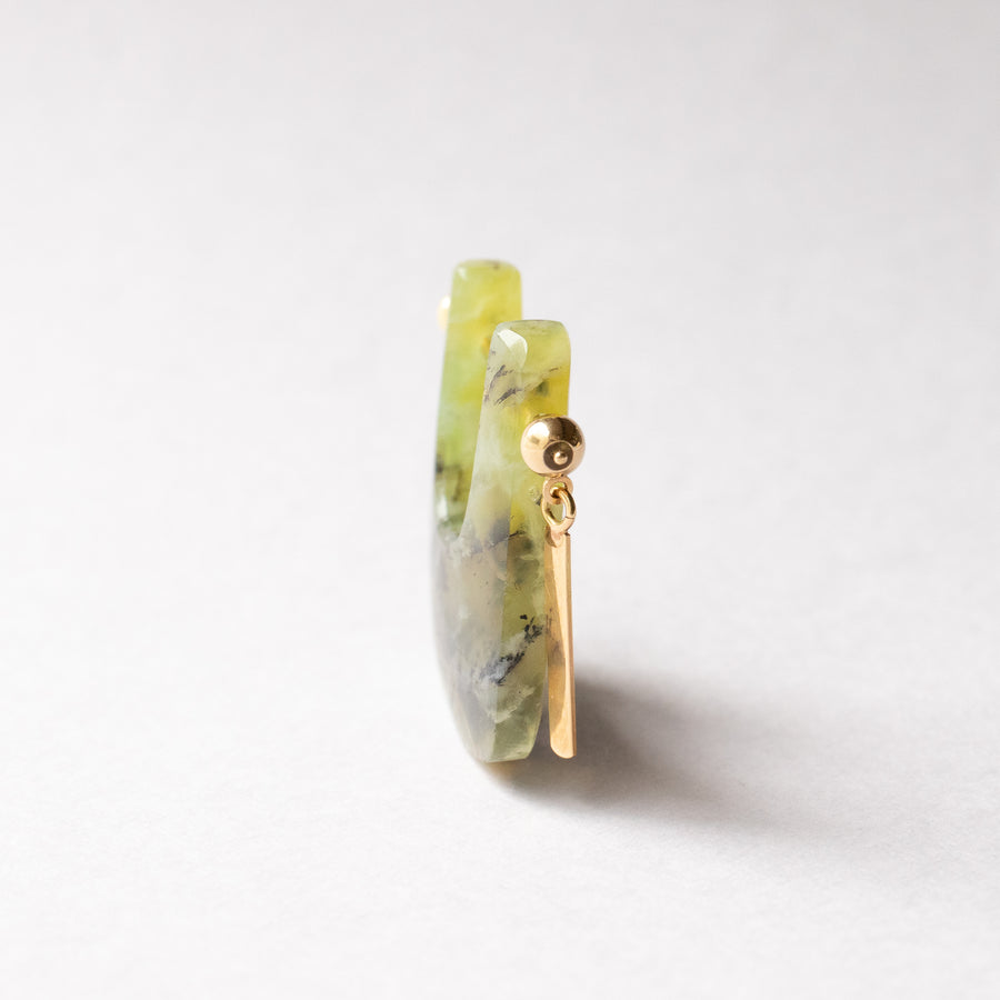 Rock Pierced Earring - Green Opal -