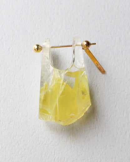 Rock Pierced Earring - Yellow Quartz -