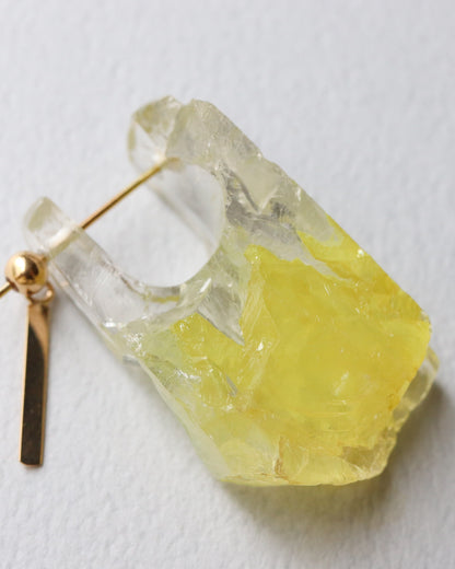 Rock Pierced Earring - Yellow Quartz -