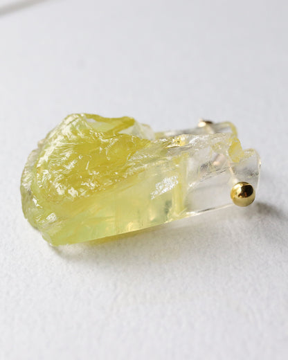 Rock Pierced Earring - Yellow Quartz -