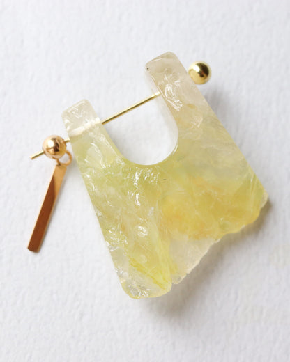 Rock Pierced Earring - Yellow Quartz -