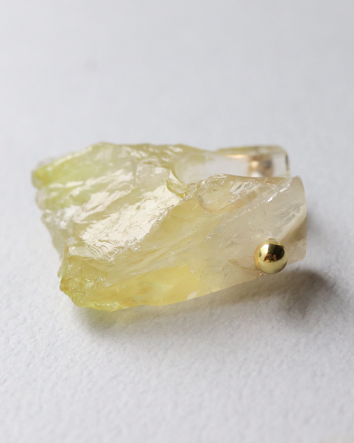 Rock Pierced Earring - Yellow Quartz -