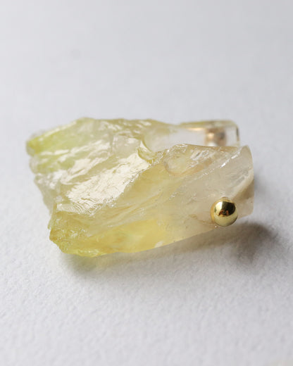 Rock Pierced Earring - Yellow Quartz -