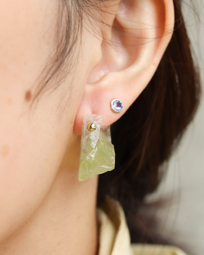 Rock Pierced Earring - Yellow Quartz -