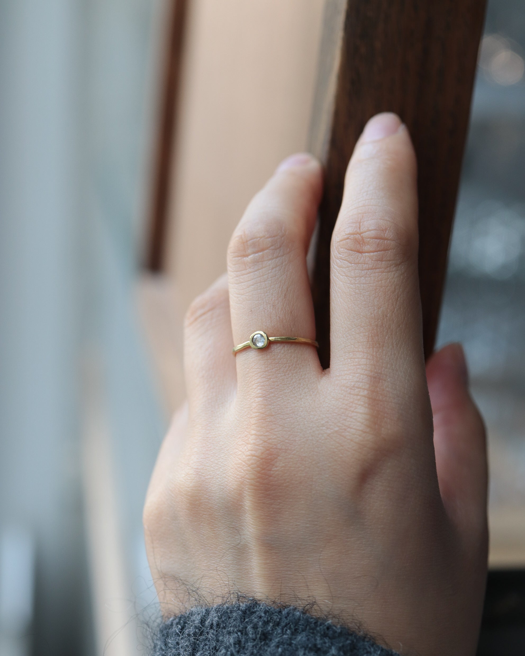 【Online Exclusive】Rough Collet Mini Ring - Natural Diamond -