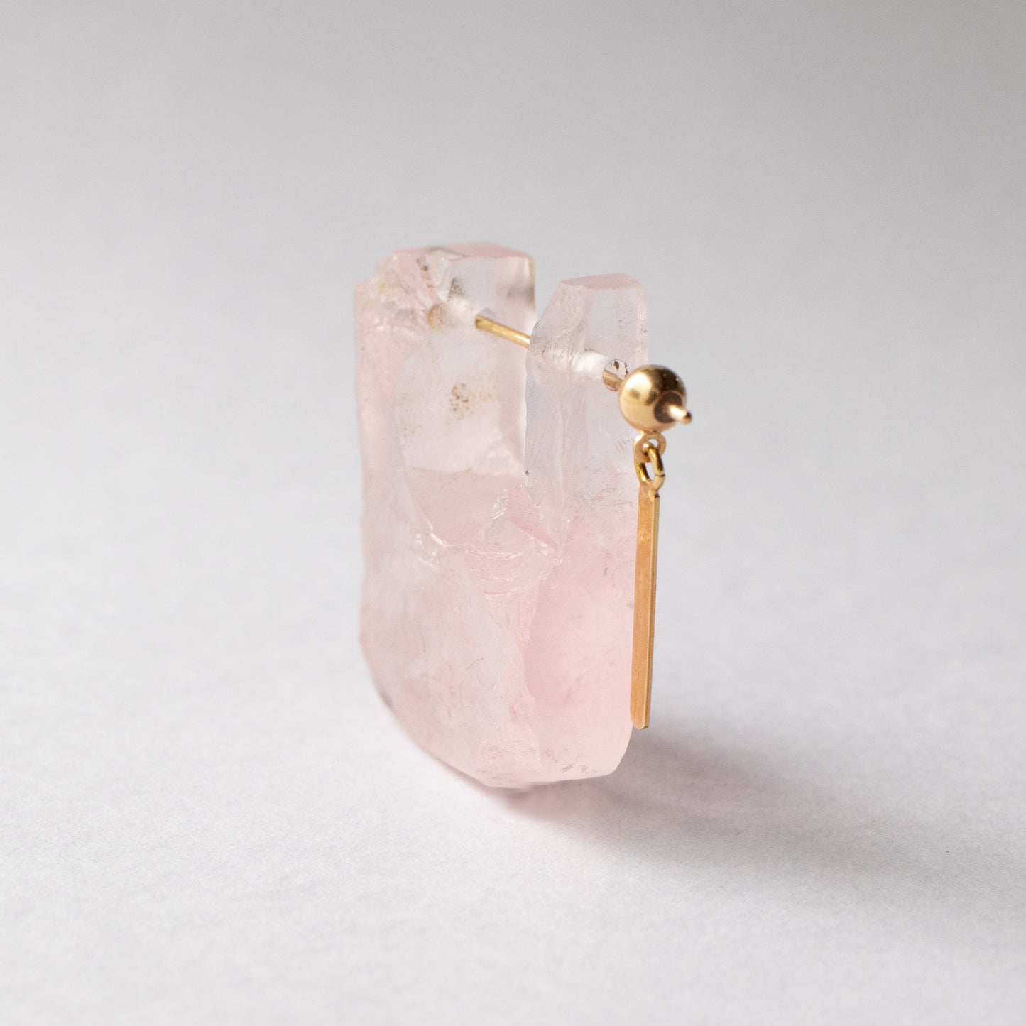 Rock Pierced Earring - Rose Quartz -