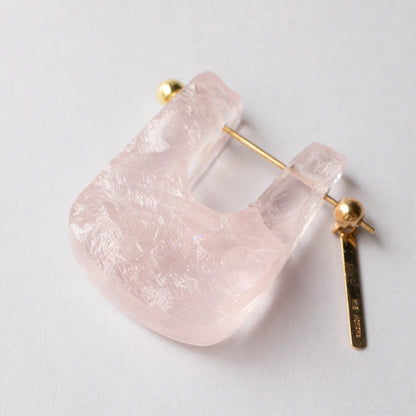 Rock Pierced Earring - Rose Quartz -