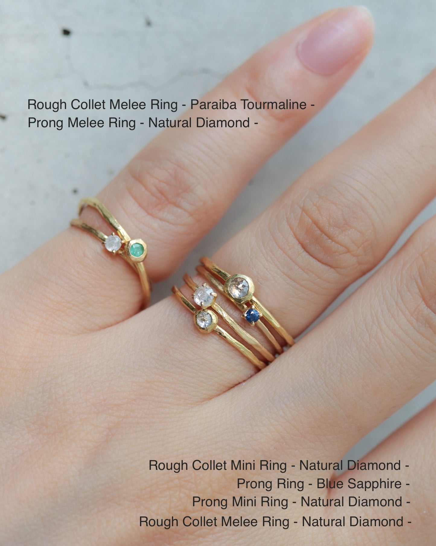 Rough Collet Mini Ring - Natural Diamond - 