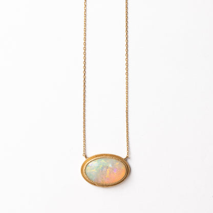 Column Milgrain Necklace - Opal -