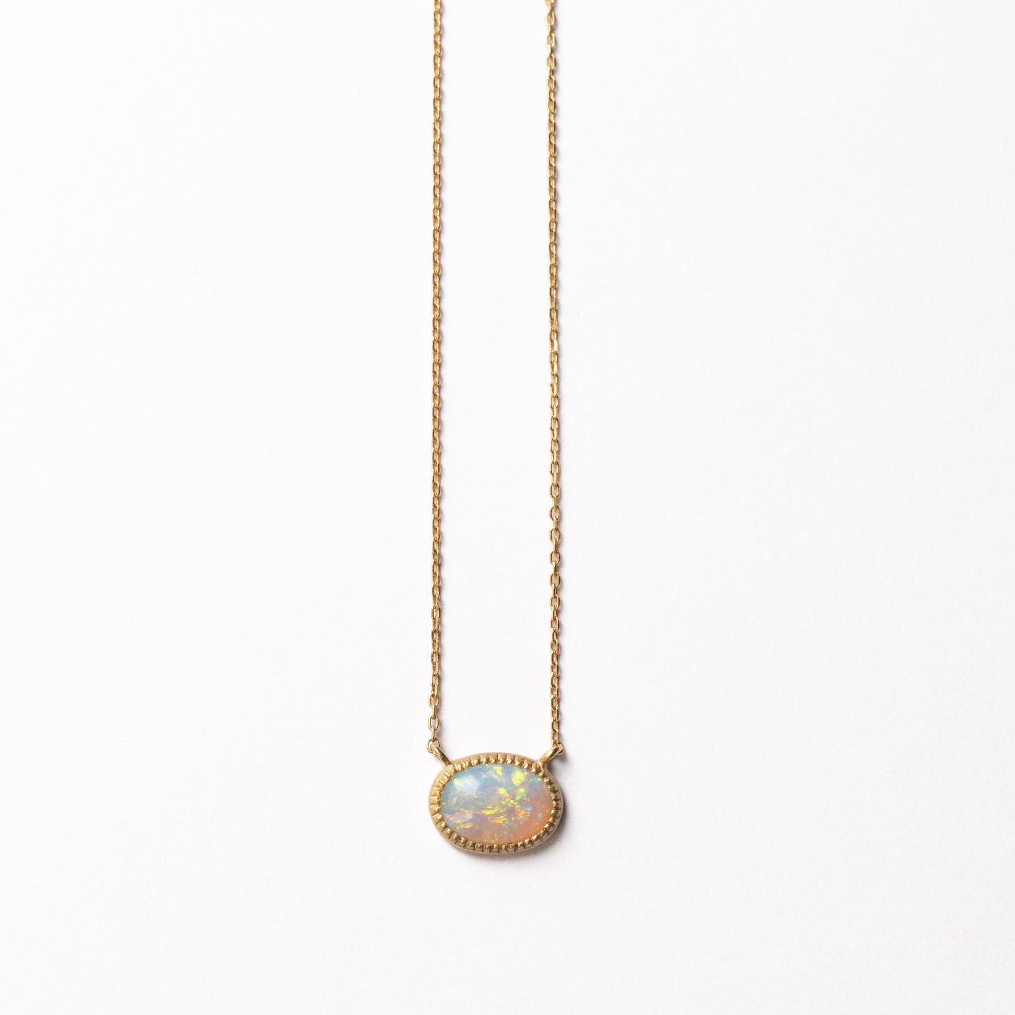 Milgrain Necklace - Opal -