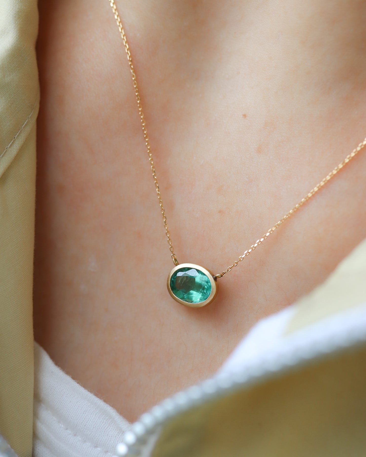 Collet Necklace - Emerald -