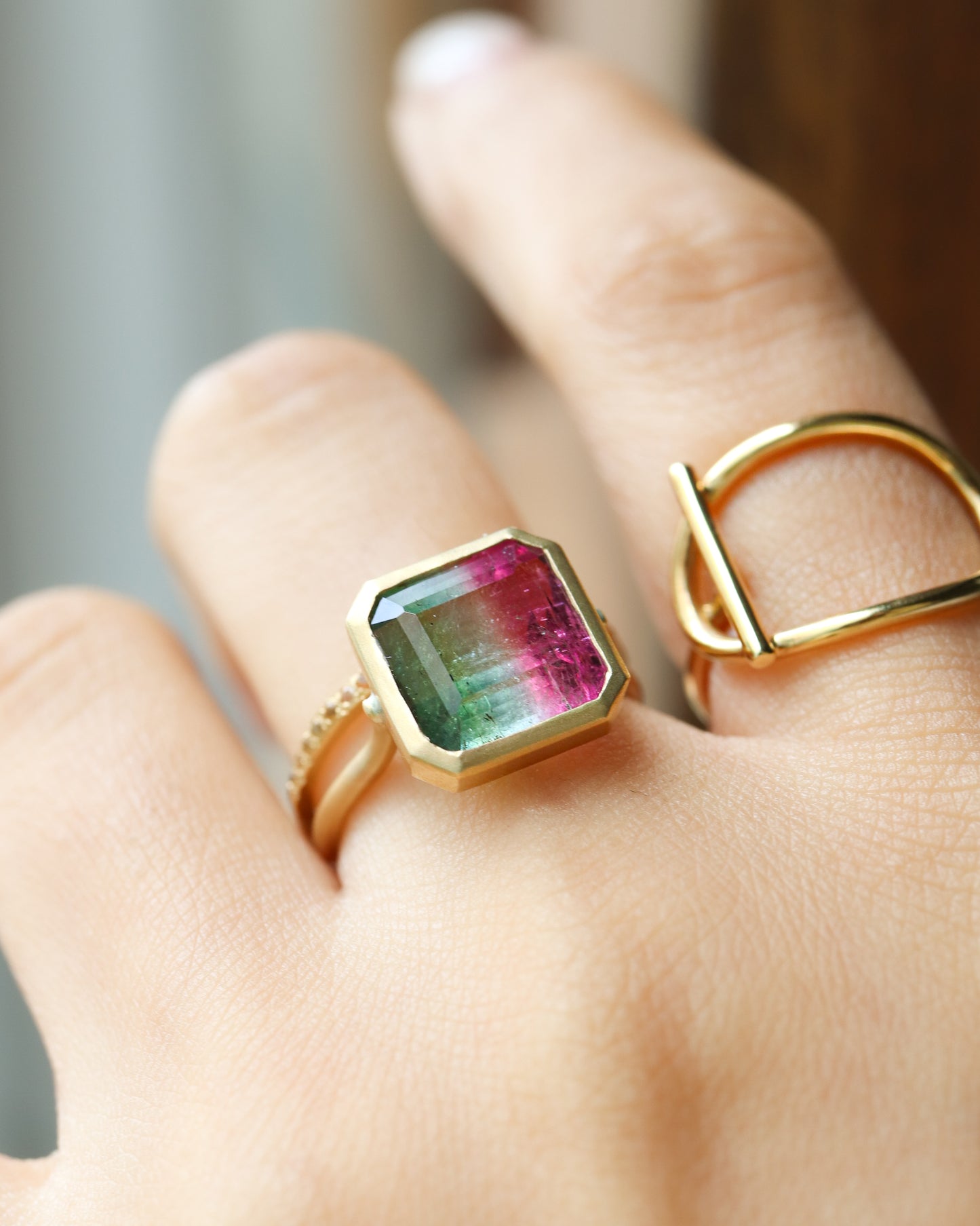 Collet Ring - Bicolor Tourmaline -