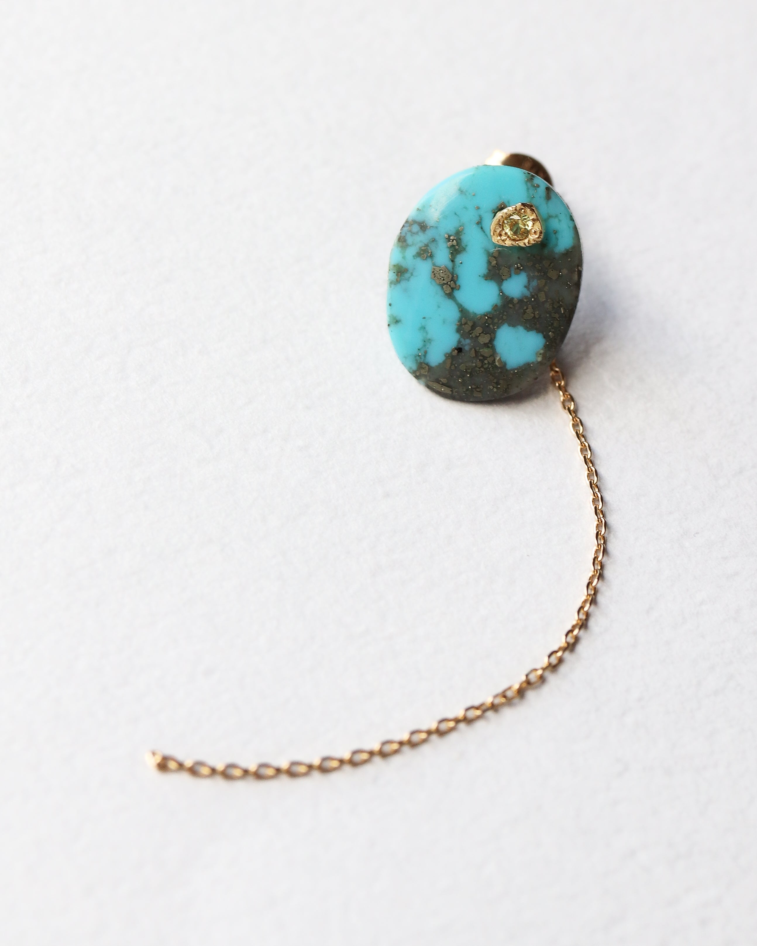 Flat Pierced Earring - Turquoise -