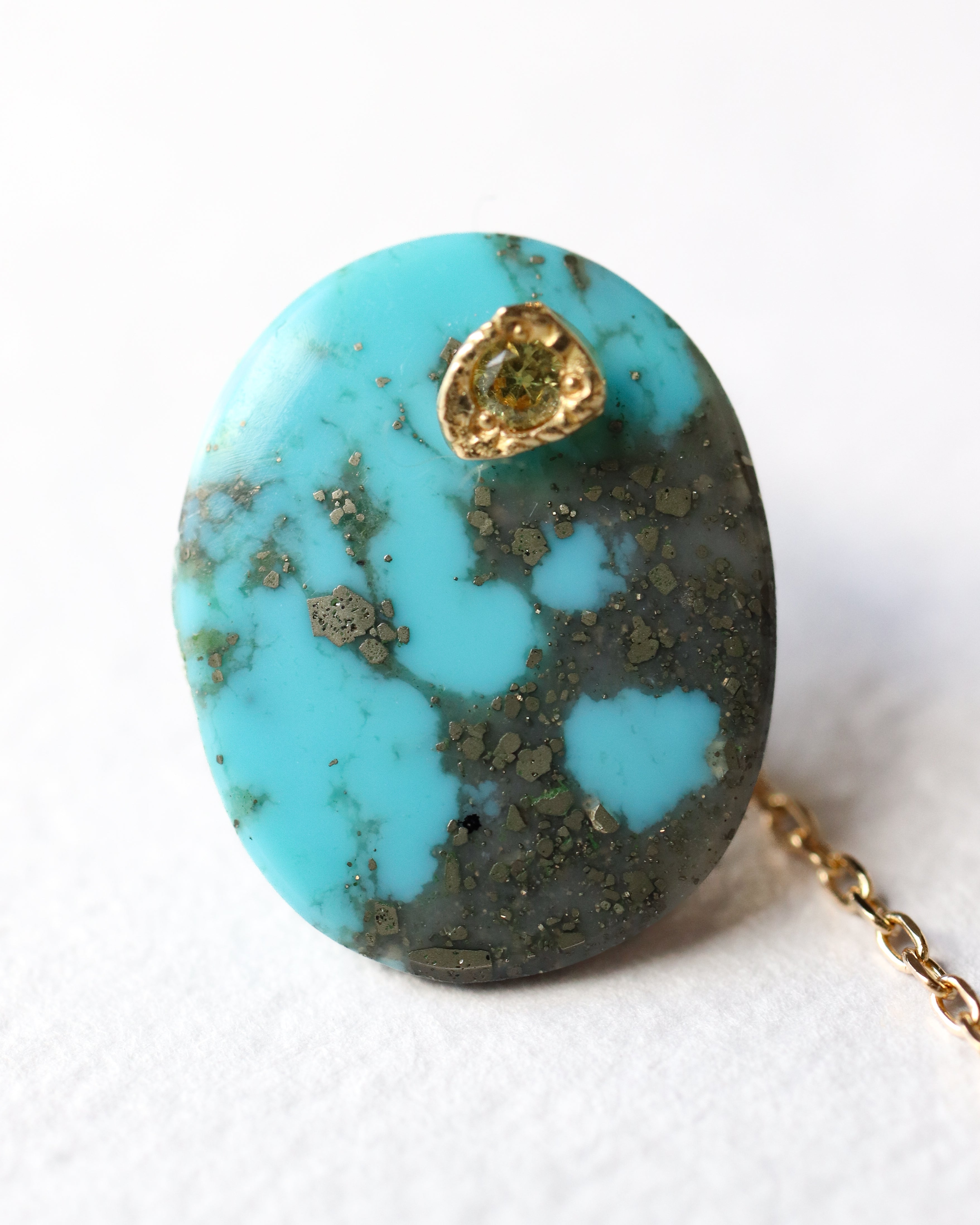 Flat Pierced Earrings - Turquoise -