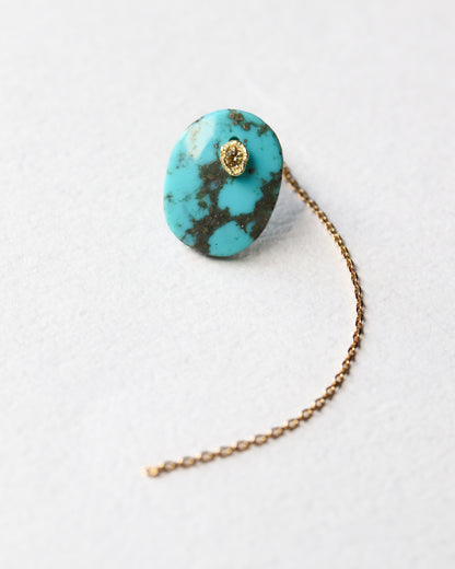 Flat Pierced Earring - Turquoise -