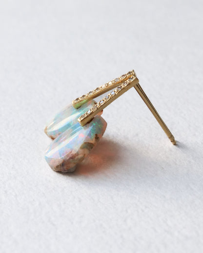 Hibiki Stone Pierced Earring - Opal / Diamond -