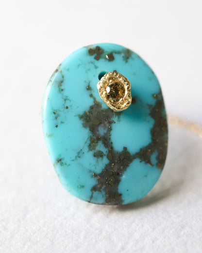 Flat Pierced Earring - Turquoise -