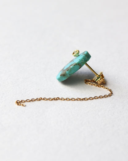 Flat Pierced Earring - Turquoise -