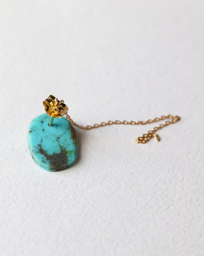 Flat Pierced Earring - Turquoise -