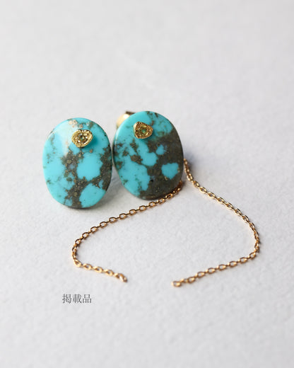 Flat Pierced Earring - Turquoise -