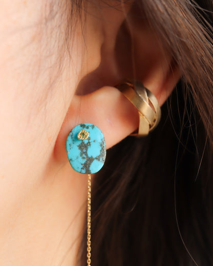 Flat Pierced Earring - Turquoise -