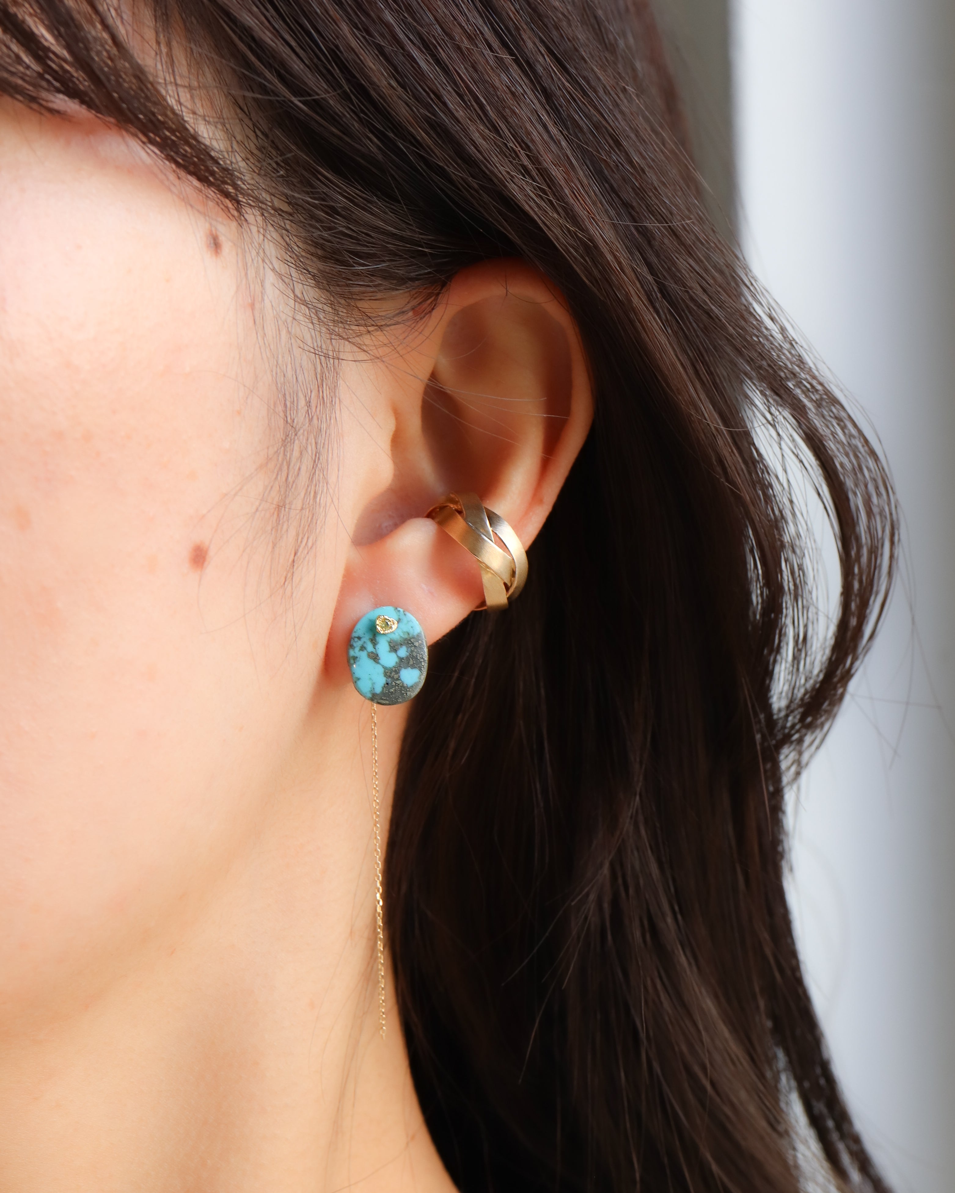 Flat Pierced Earrings - Turquoise -