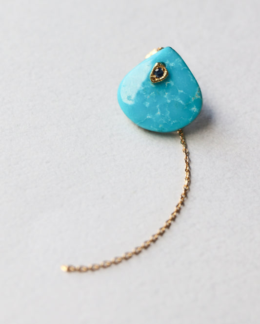 Flat Pierced Earring - Turquoise -