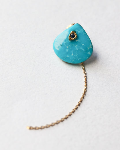 Flat Pierced Earring - Turquoise -