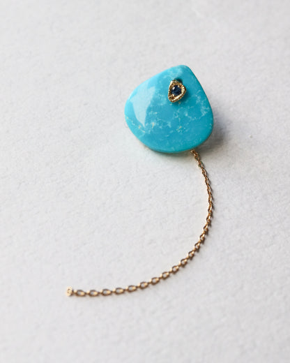 Flat Pierced Earring - Turquoise -