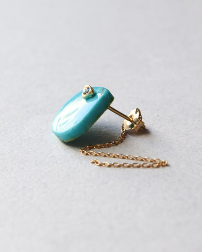 Flat Pierced Earring - Turquoise -