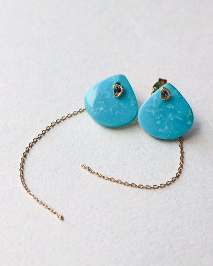 Flat Pierced Earring - Turquoise -
