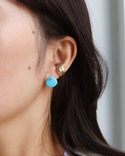 Flat Pierced Earring - Turquoise -