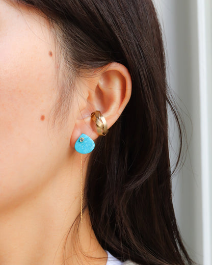 Flat Pierced Earring - Turquoise -