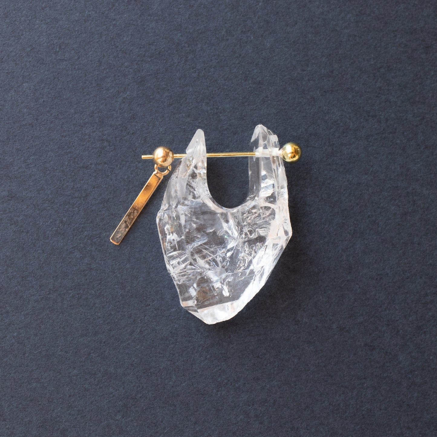 Rock Pierced Earring - Diamond Quartz -