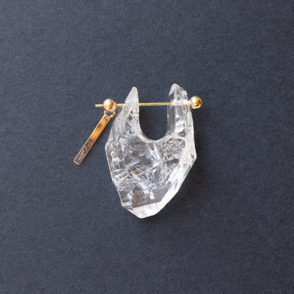 Rock Pierced Earring - Diamond Quartz -