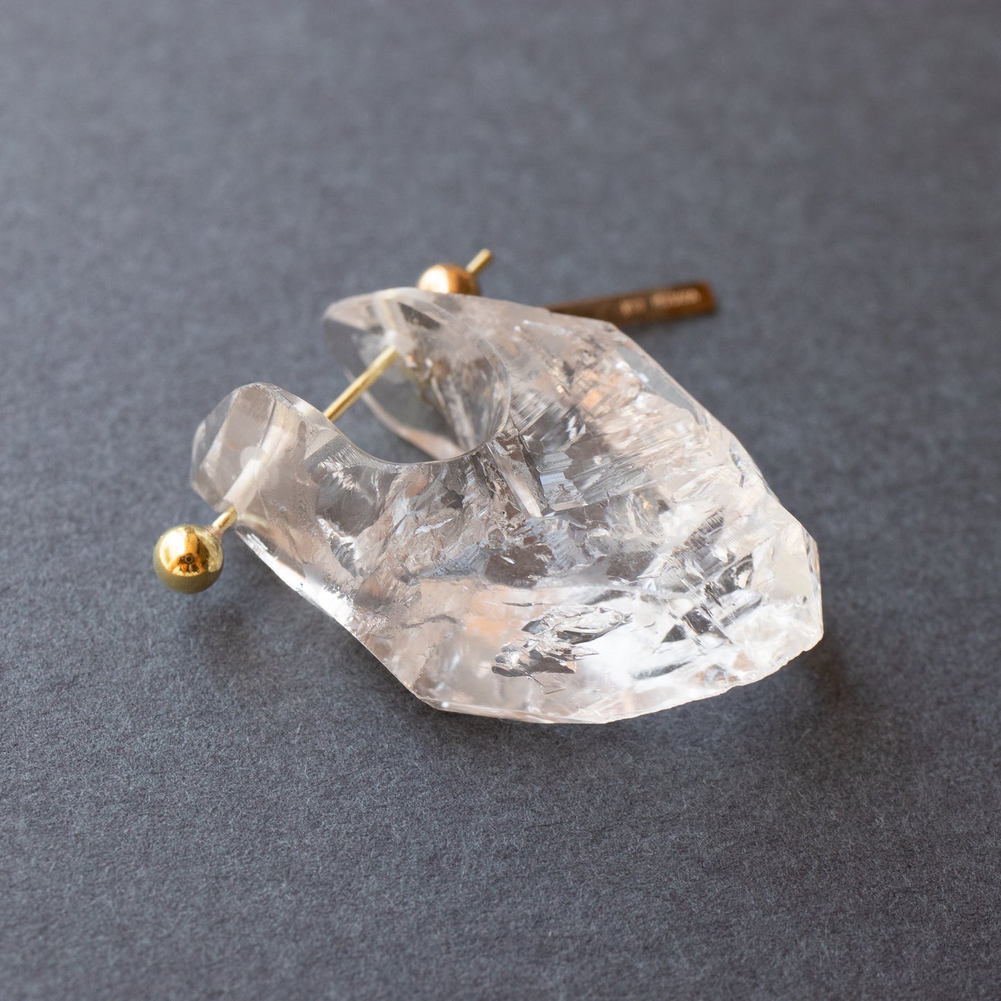 Rock Pierced Earring - Diamond Quartz -