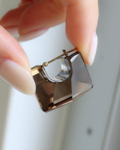 Rock Pierced Earrings - Smoky Quartz -