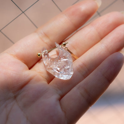 Rock Pierced Earring - Diamond Quartz -