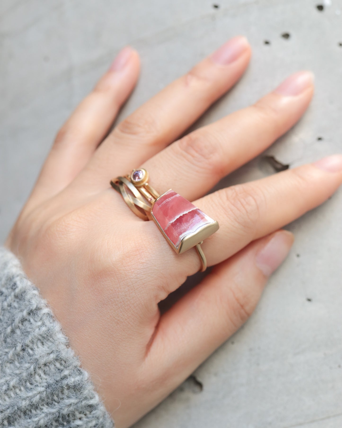 Collet Ring - Rhodochrosite -