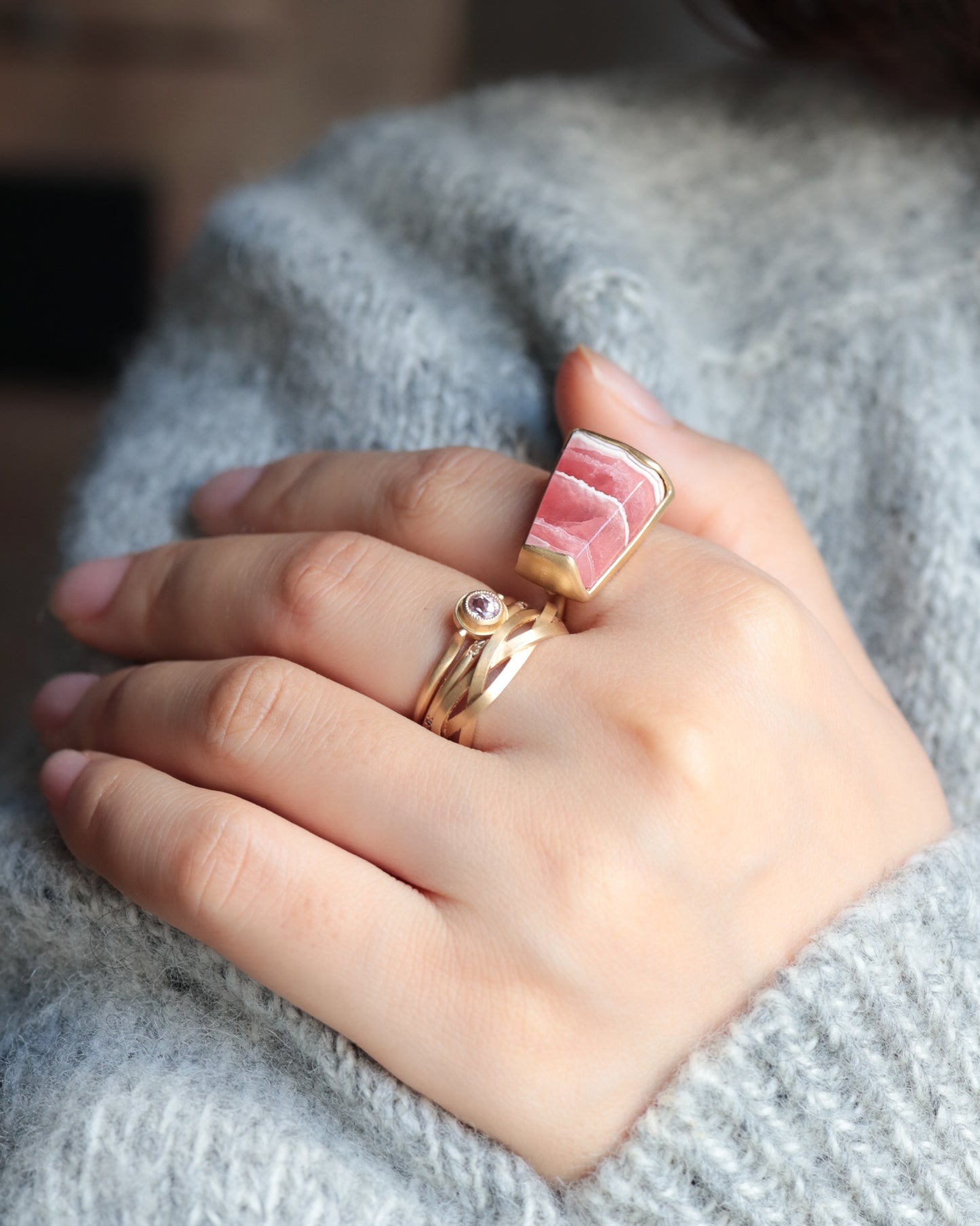 Collet Ring - Rhodochrosite -