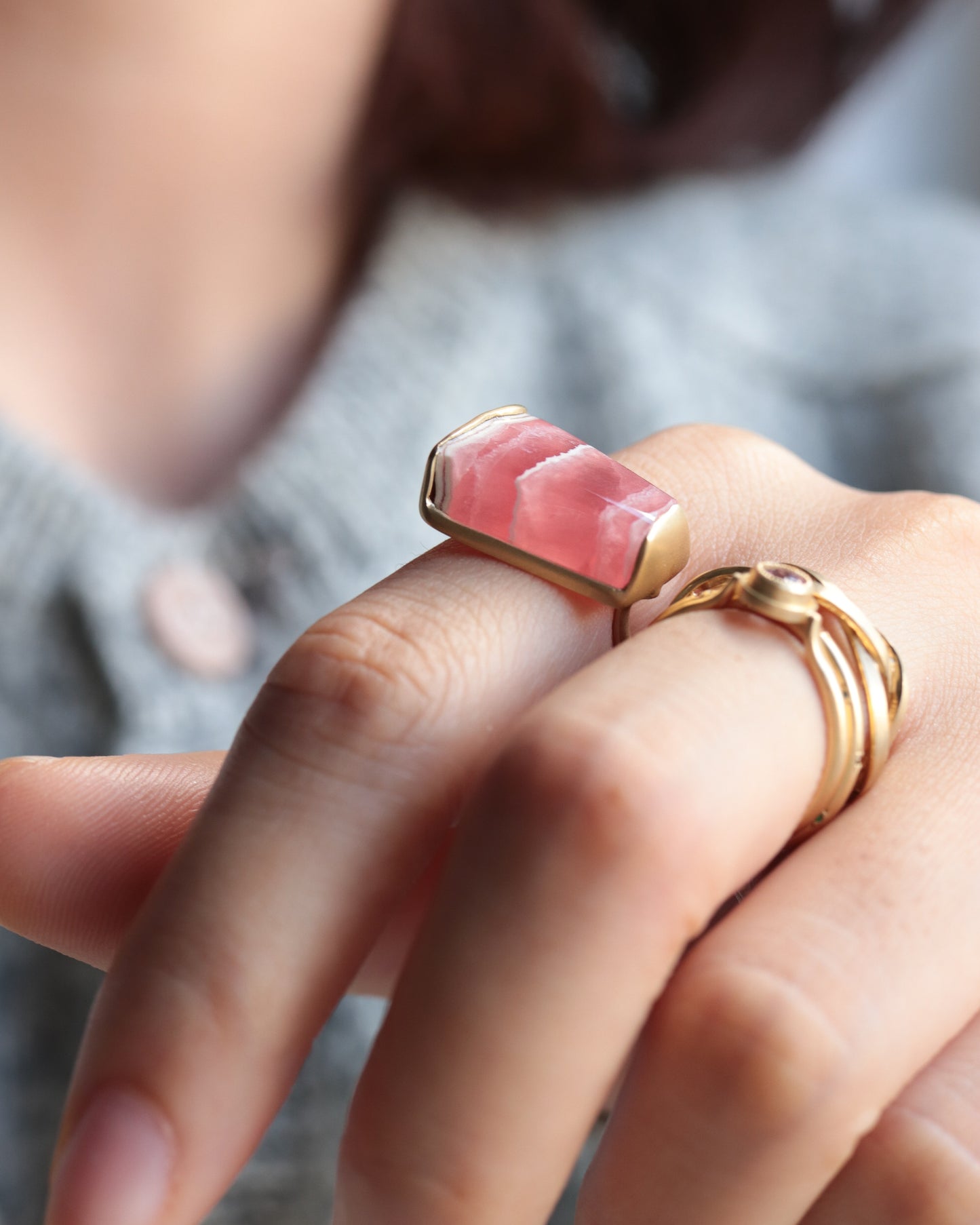 Collet Ring - Rhodochrosite -